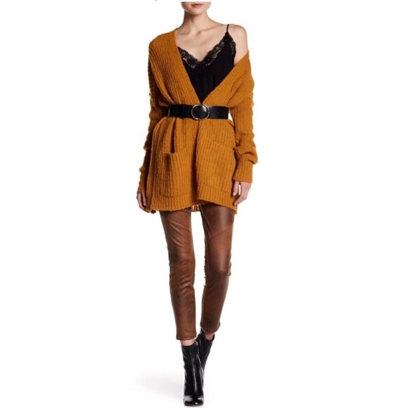 Free People Never Let Go Brown Faux Suede Leather Leggings Size 27 - Picture 2 of 12